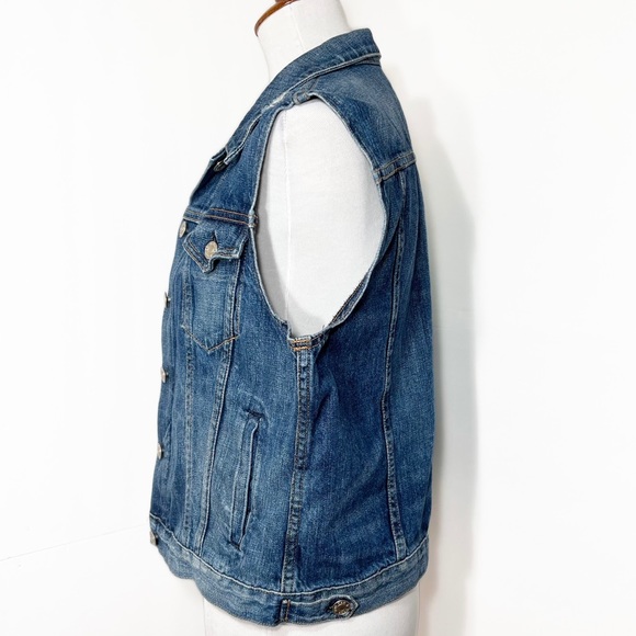SOLD-Rag & Bone Distressed Denim Sleeveless Jean Vest, Jean Jacket - Picture 6 of 12